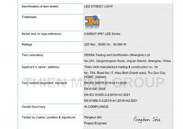 EMC TEST REPORT - ĐÈN CARENT IP67 LED