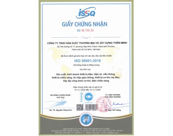 CHỨNG NHẬN ISO 50001 NĂM 2022-2025